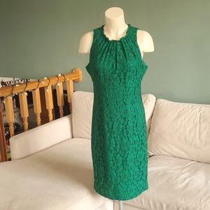 Trina Turk green midi pencil dress, size 8